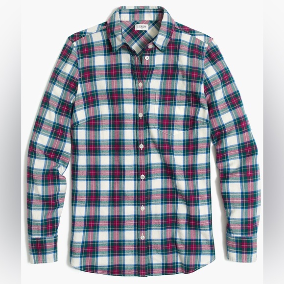 J.Crew Plaid‎ Long Sleeve Button Down Flannel Shirt Size Small Boyfriend Fit - Picture 6 of 6